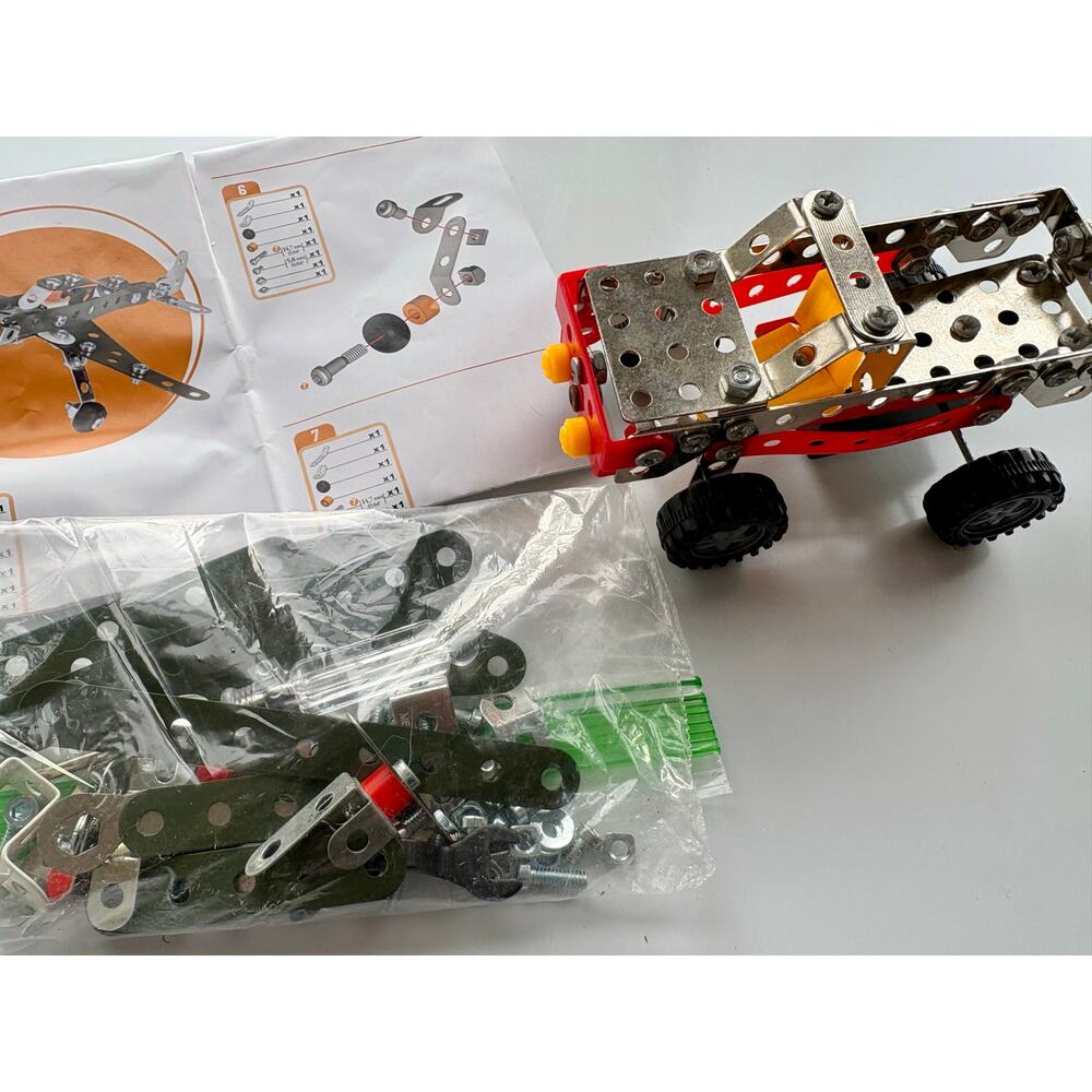 Meccano Parts Lot Airplane Truck and Instructions Erector Construction Mechanics
